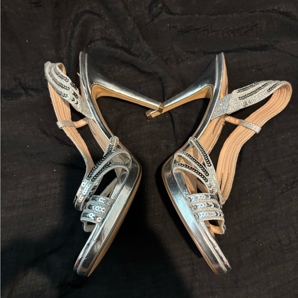 MIA Silver Strappy Heels - Picture 3 of 9